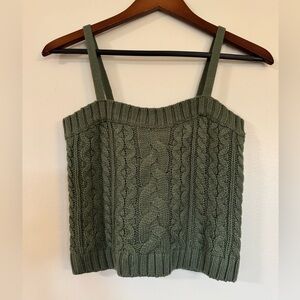 525 America Sage Green Cable Knit Tank with Removable Straps Size Small